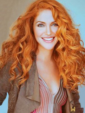 Without Bangs Long Copper Wavy 18 inch Hairstyles Human Hair Rachelle Lefevre Wigs