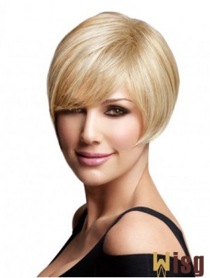 Cheap Bob Wigs Remy Human Full Lace Chin Length Blonde Color