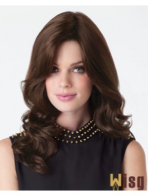 Natural Wigs Brown Color Long Length Wavy Style With Capless