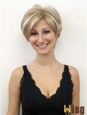 Blonde Wigs With Lace Front Mono Wavy Style Short Length Bob Human hair Wigs