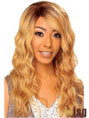 22 inch Blonde Long Without Bangs Wavy High Quality Lace Wigs