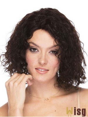 Curly Brazilian Human Hair Shoulder Length Brown Color