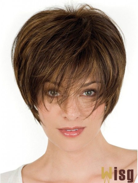 Human Hair Brown Wigs With Lace Front Wavy Style