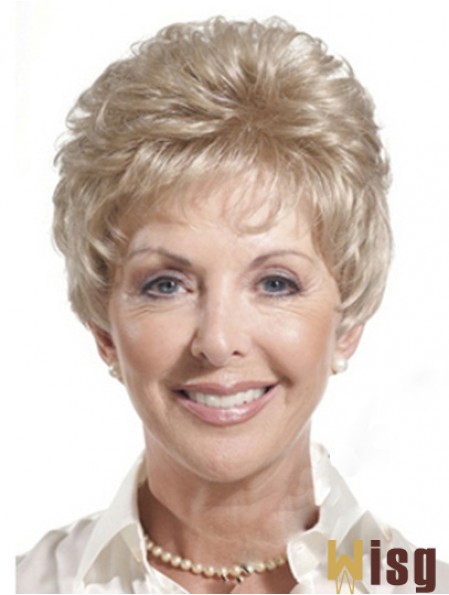 Real Hair Wigs For Older Women Cropped Length Auburn Color Classic Cuts