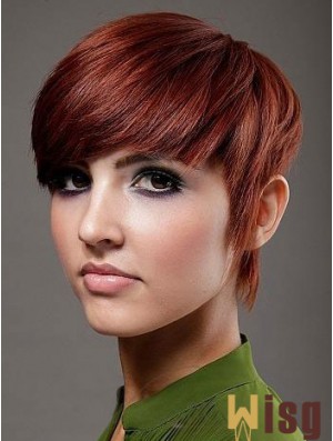 Boycuts Top Straight Red Short Human Hair Wigs