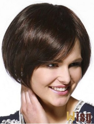 Chin Length Straight Bobs Brown Popular 100% Hand-tied Wigs