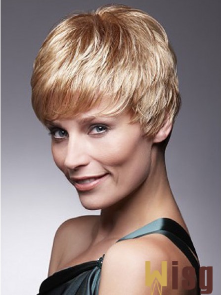 Short Blonde Wig With Capless Remy Cropped Length Boycuts