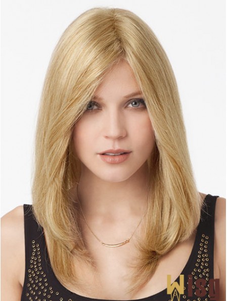 Blonde Long Great Straight Without Bangs Lace Wigs