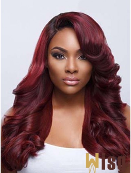 Wavy With Bangs Lace Front Fashionable 22 inch Red Long Wigs