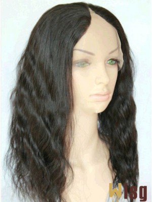 16 inch Lace Front Wavy Black Suitable U Part Wigs