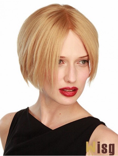 Straight Short Blonde 6 inch Lace Front Soft Bob Wigs