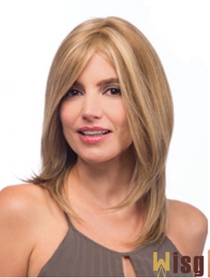 Layered Shoulder Straight Monofilament Long Ash Blonde Wig