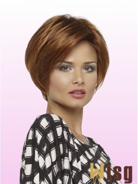 Short Layered Bob With Lace Front Straight Style Auburn Color