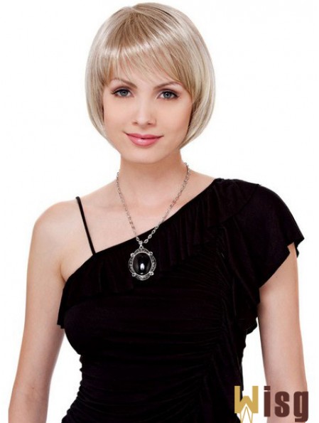 Bobs Chin Length Blonde Straight Comfortable Petite Wigs