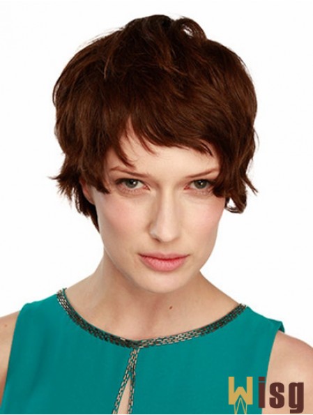 Monofilament Wavy Boycuts Short 8 inch No-Fuss Human Hair Wigs