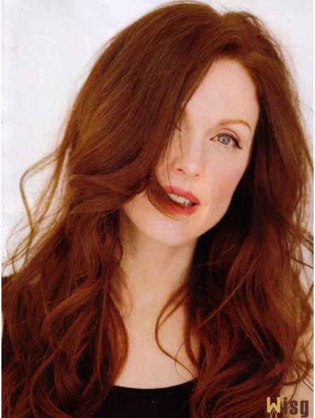 Without Bangs Long Copper Wavy 20 inch Great Human Hair Julianne Moore Wigs