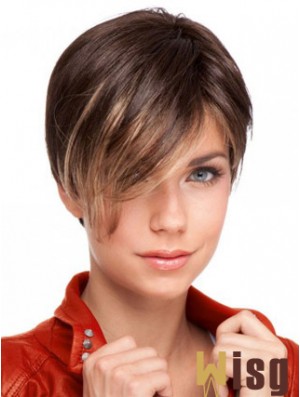 Auburn Cropped Designed Straight Boycuts Lace Wigs