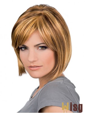 Chin Length Blonde Sleek 10 inch Wavy Bob Wigs