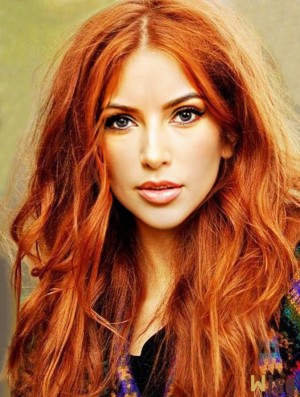 Copper Long Wavy 22 inch Wigs Without Bangs For Great  Human Hair Wigs