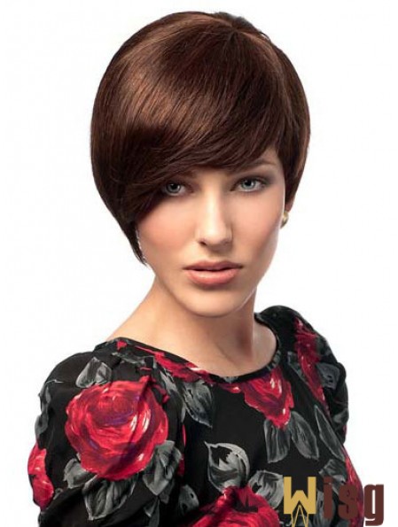 Bobs Hairstyles Straight Auburn Short Human Hair Wigs