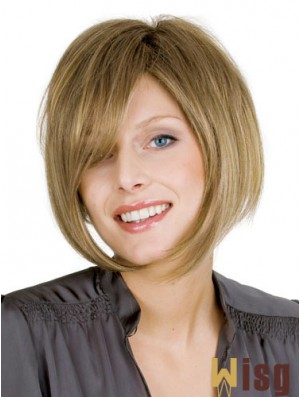 Blonde Straight Chin Length Bobs 100% Hand-tied Cheap Wigs For Women