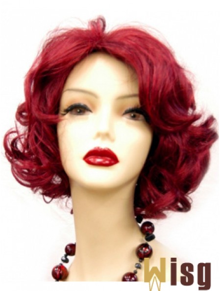 Wavy Without Bangs Chin Length Red Online Lace Front Wigs