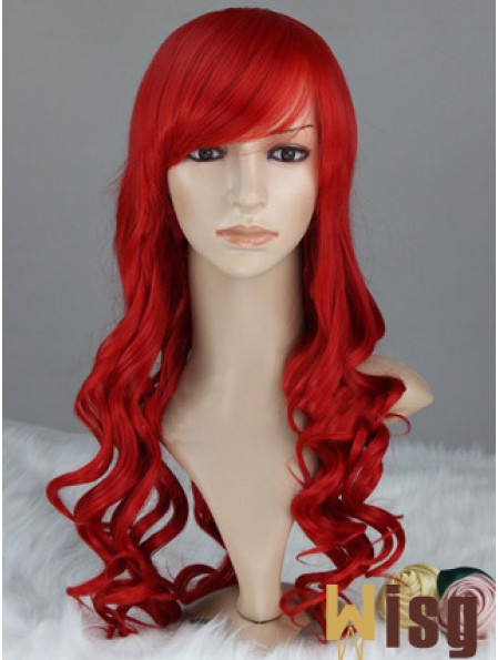 Wavy With Bangs Lace Front Discount 22 inch Red Long Wigs