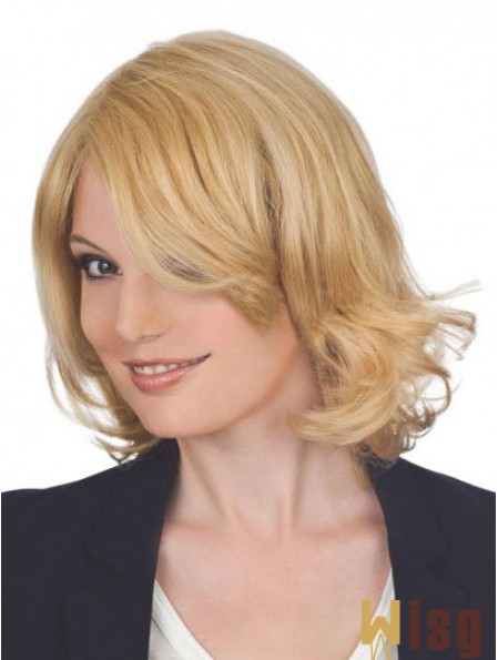 Fashion 12 inch Blonde Chin Length Layered Wavy Lace Wigs