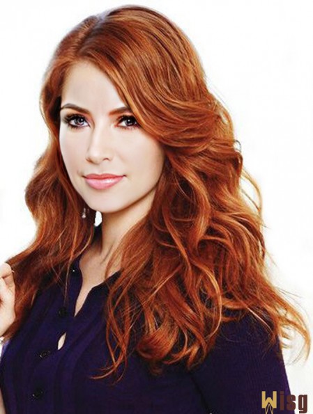 Without Bangs Long Copper Wavy 22 inch Style Human Hair Amy Adams Wigs