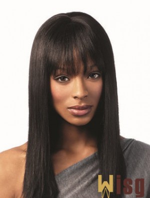 African American Hairstyles With Bangs Remy Human Black Color