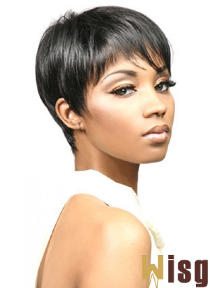 African Wigs With Synthetic Capless Cropped Length Boycuts Straight Style