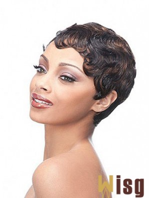 Short Brown Boycuts Wavy Trendy Full Lace Wigs