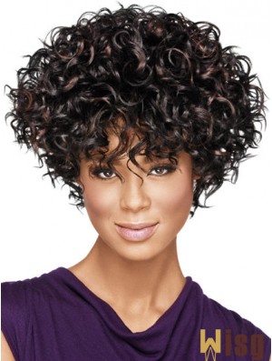 African American Wigs With Capless Synthetic Layered Cut Kinky Style