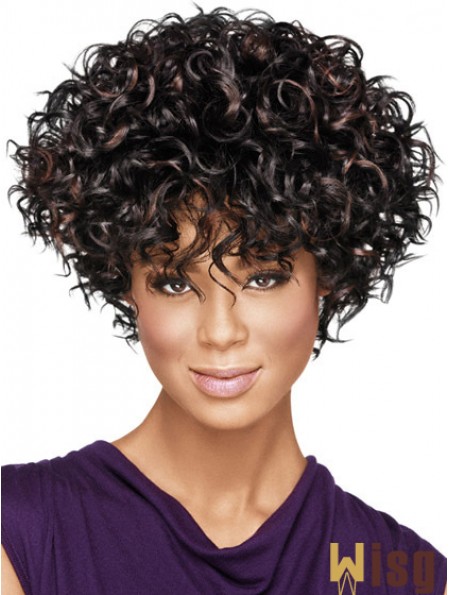 African American Wigs With Capless Synthetic Layered Cut Kinky Style