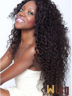 African American Lace Wigs Remy Human Long Length Kinky Style