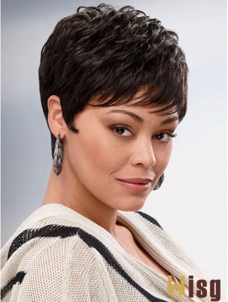 Brown Cropped Synthetic Wavy Capless Wigs For African American