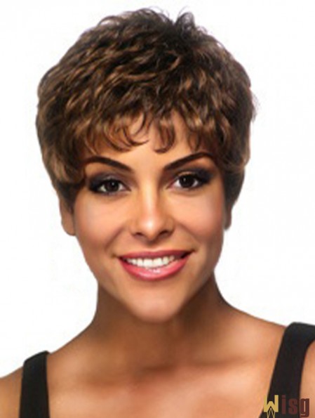 Boycuts Short Brown Wavy Good Petite Wigs