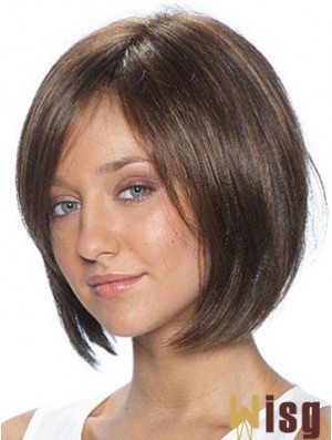 Lace Front Brown Chin Length Bobs Straight African American Wig