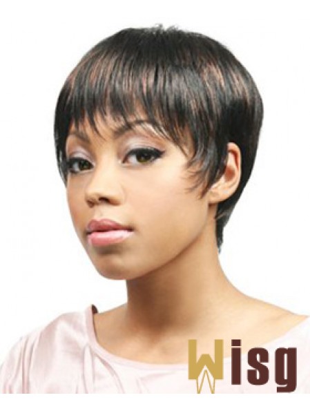 African Hair Wigs Boycuts Cropped Length Straight Style With Capless