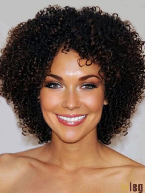 Kinky Short Human Hair Wigs For Black African American Women With Lace Front