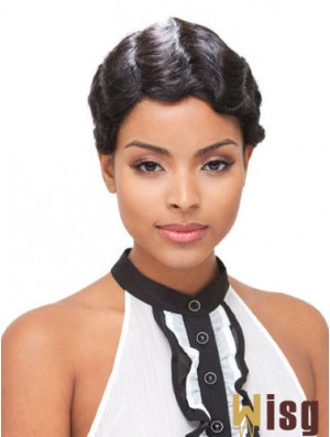 Short Black Boycuts Wavy Modern Full Lace Wigs