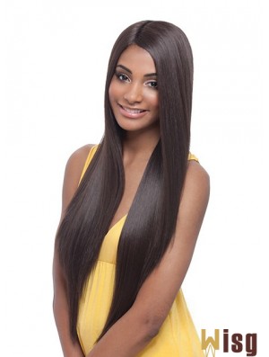 Long Yaki Without Bangs Trendy Brown Lace Front Wigs