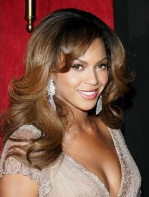 Long Brown Layered Wavy Fashion Full Lace  Knowles Wigs