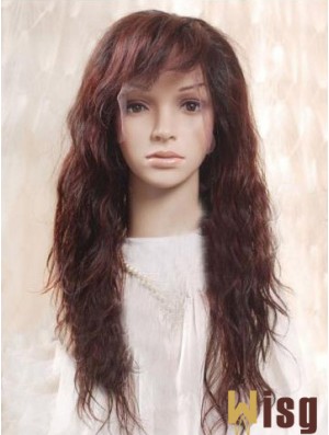 Auburn 100% Hand Tied Layered Wavy Remy Human Long Mono Wigs