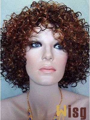 Kinky Layered Chin Length High Quality Auburn Synthetic Wigs