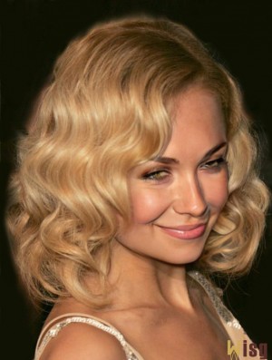 Popular  Wigs With Wavy Style Shoulder Style Blonde Color Lace Front Wigs 