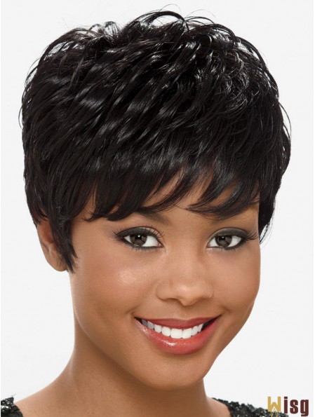 Short Black Straight Layered Popular African American Wigs