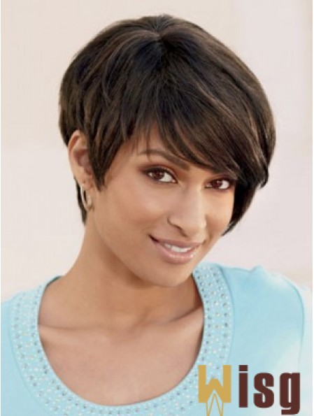 Short Brown Straight Layered Incredible African American Wigs