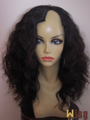 Shoulder Length Black Wavy Layered Cheap African American Wigs