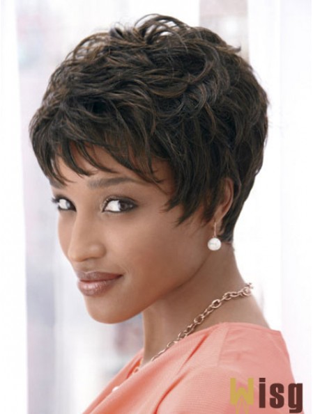 4 inch Cropped Boycuts Synthetic Capless Black Styles For African Americans